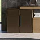 تركيبة جدارية حديثة من خشب البلوط المعقود الشمالي والحديد - سيري Viadurini