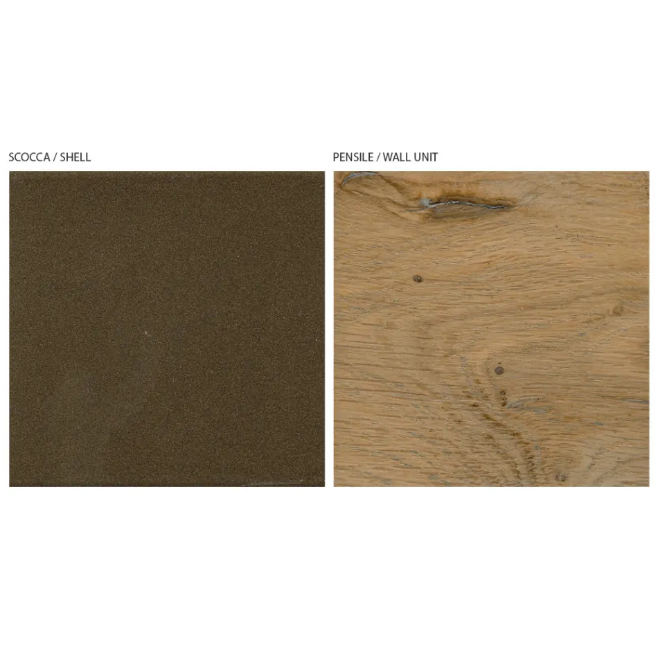 تركيبة جدارية حديثة من خشب البلوط المعقود الشمالي والحديد - سيري Viadurini