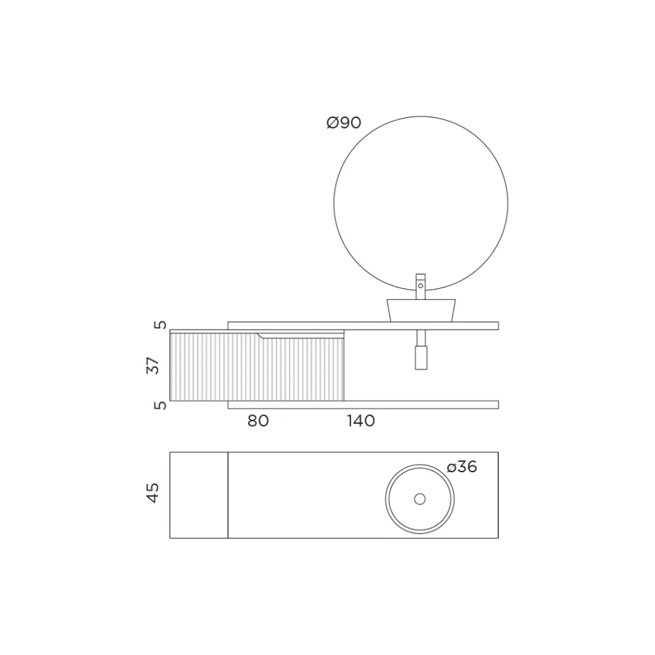 طقم حمام من خشب البلوط باللون الأزرق تيفاني مع مرآة، صنع في إيطاليا - إرميس Viadurini