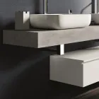 طقم حمام بلون الخرسانة والأبيض غير اللامع مع حوض غسيل ومرآة وقاعدة - بالوم Viadurini