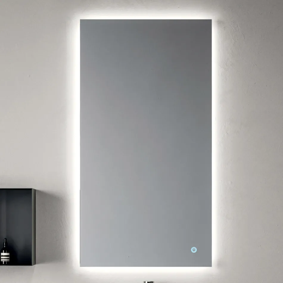 مجموعة حمام تتكون من رف مع حوض، وخزائن حائط، ومرآة - فيلاريا Viadurini