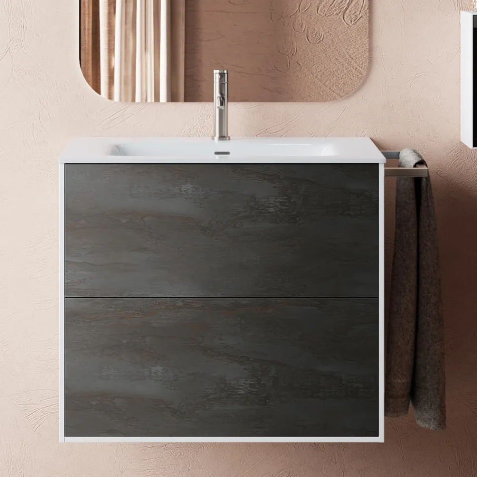 مجموعة حمام مكونة من مرآة وقاعدة مقاومة للخدش، صنع في إيطاليا - كيلو Viadurini