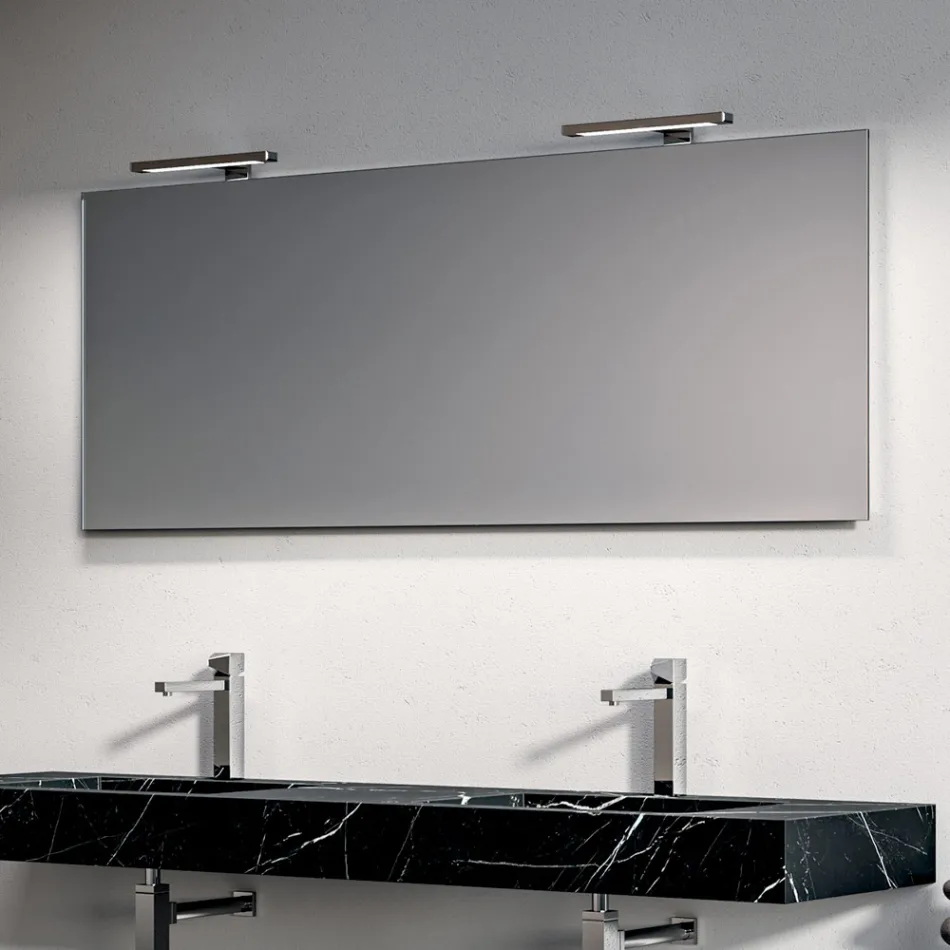 مجموعة حمام تتضمن درجًا أبيض واحدًا ومرآة ورفًا من مادة HPL من ماركينا - فيلاريا Viadurini