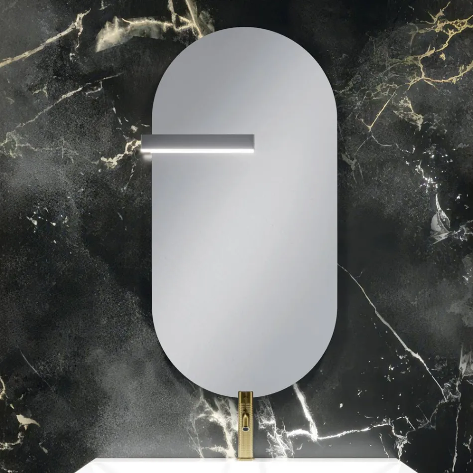 مجموعة حمام متكاملة مع درجين أبيضين غير لامعين، وحوض غسيل، ومرآة - إليوس Viadurini