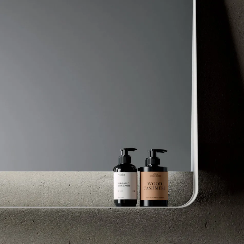 مجموعة حمام تتضمن درجين وحجرتين مفتوحتين، مرآة وحوض غسيل - ماغنوليا Viadurini