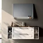 مجموعة حمام تتضمن درجين وحجرتين مفتوحتين، مرآة وحوض غسيل - ماغنوليا Viadurini