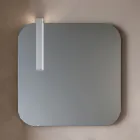 مجموعة حمام تتضمن درجين من خشب البلوط، وحوض سيراميك، ومرآة - تيتان Viadurini