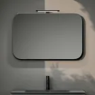 مجموعة حمام مكونة من درجتين، حوض زجاجي رمادي ومرآة - إليوس Viadurini