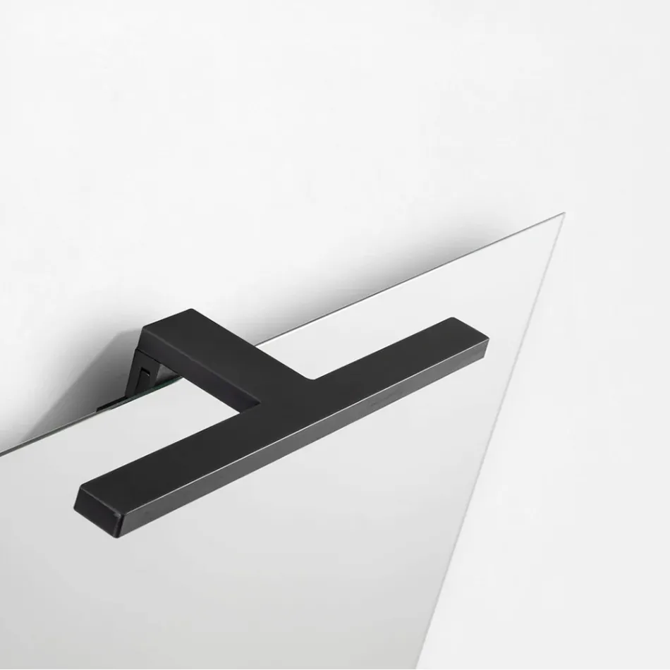 مجموعة حمام مكونة من درجتين، حوض زجاجي رمادي ومرآة - إليوس Viadurini