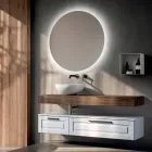 مجموعة حمام متكاملة مع درجين ومرآة وحوض من الراتنج الأبيض - ماغنوليا Viadurini