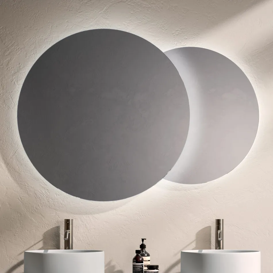 مجموعة حمام بأربعة أدراج من خشب البلوط ريو، ومرآة، وحوض غسيل - فيلاريا Viadurini