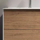 طقم حمام متكامل بقاعدة من خشب البلوط العسلي، وحوض غسيل، ومرآة، صنع في إيطاليا - كيلو Viadurini