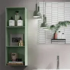 طقم حمام متكامل بقاعدة من خشب البلوط العسلي، وحوض غسيل، ومرآة، صنع في إيطاليا - كيلو Viadurini