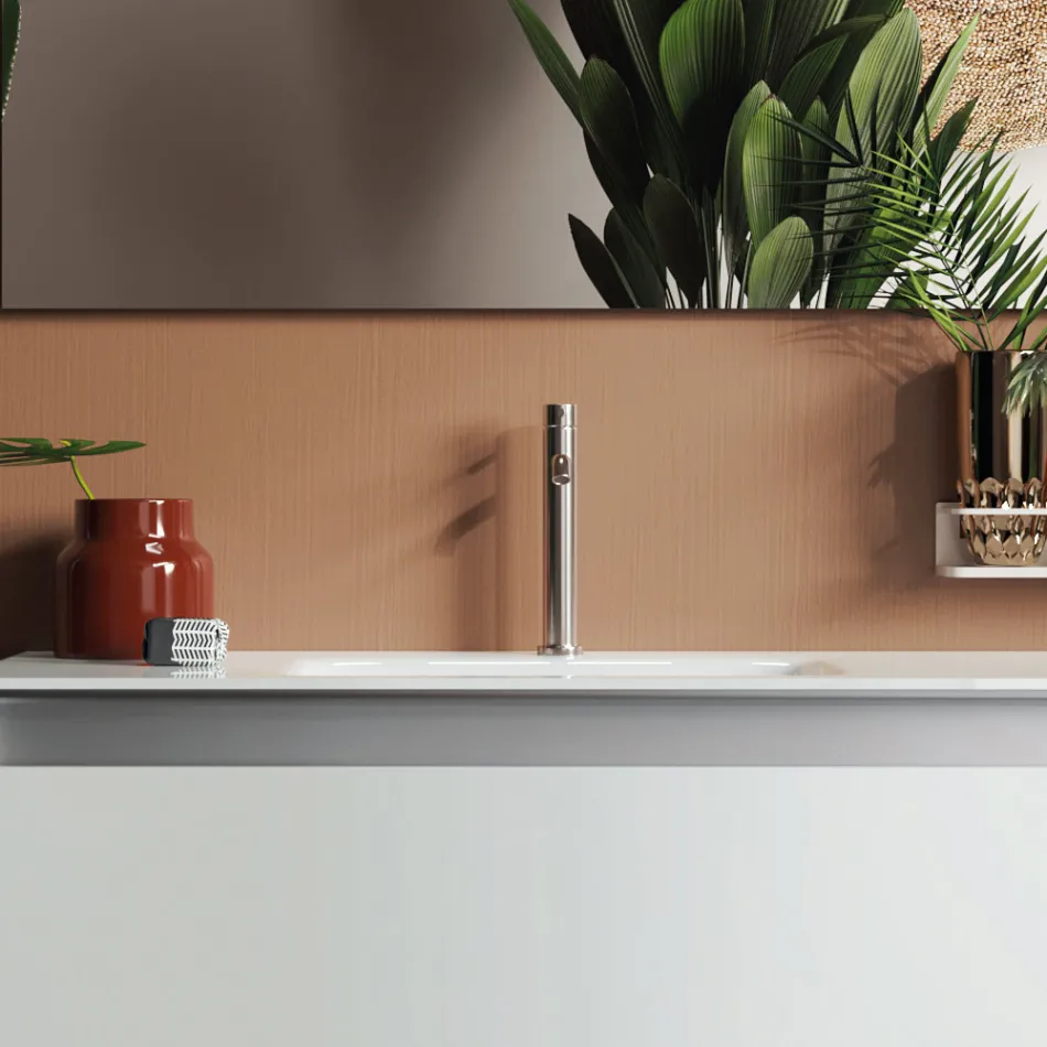 طقم حمام متكامل مع قاعدة معلقة ومرآة وحوض غسيل، صنع في إيطاليا - دريم Viadurini