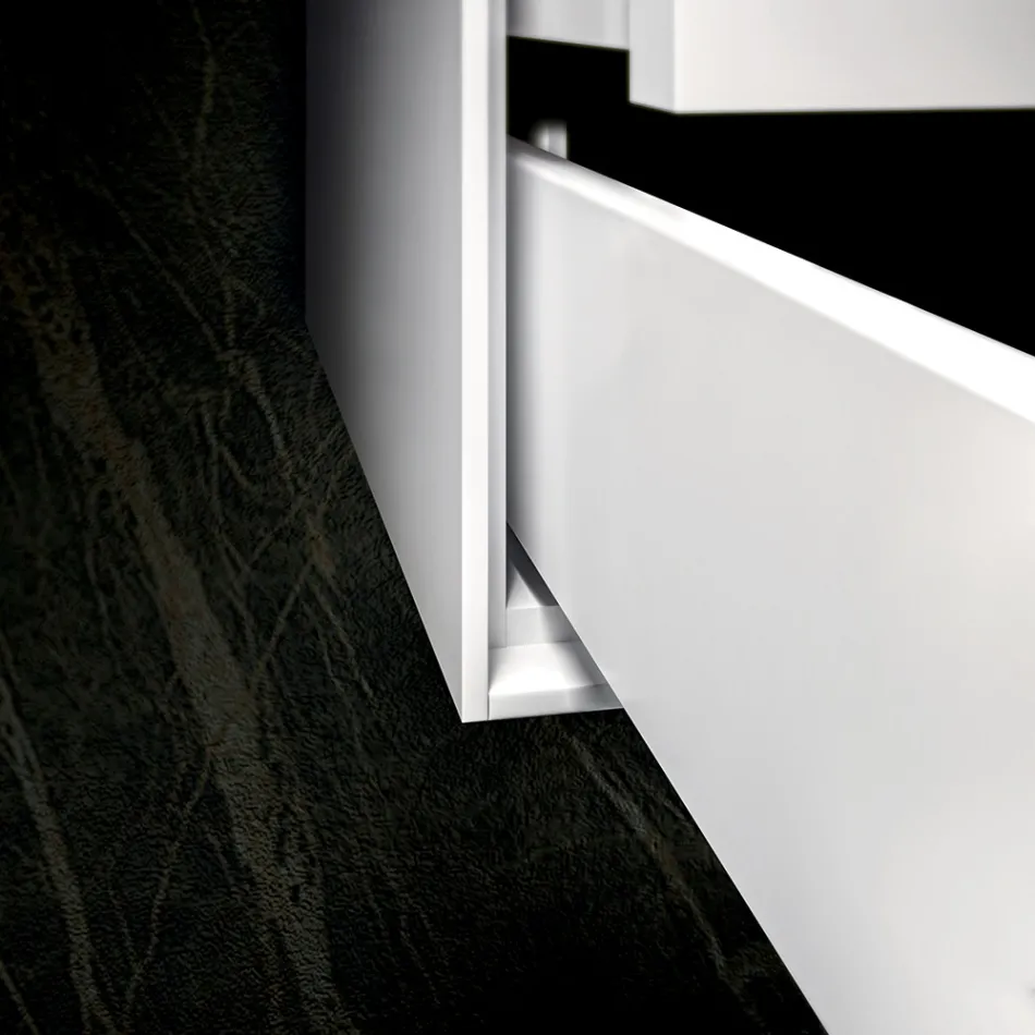 طقم حمام متكامل مع قاعدة ومرآة وحوض غسيل من الراتنج، صنع في إيطاليا - كيلو Viadurini