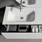 مجموعة حمام متكاملة مع أدراج، حوض سيراميك، ومرآة بإضاءة LED - إليوس Viadurini