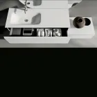 مجموعة حمام متكاملة مع أدراج، حوض سيراميك، ومرآة بإضاءة LED - إليوس Viadurini