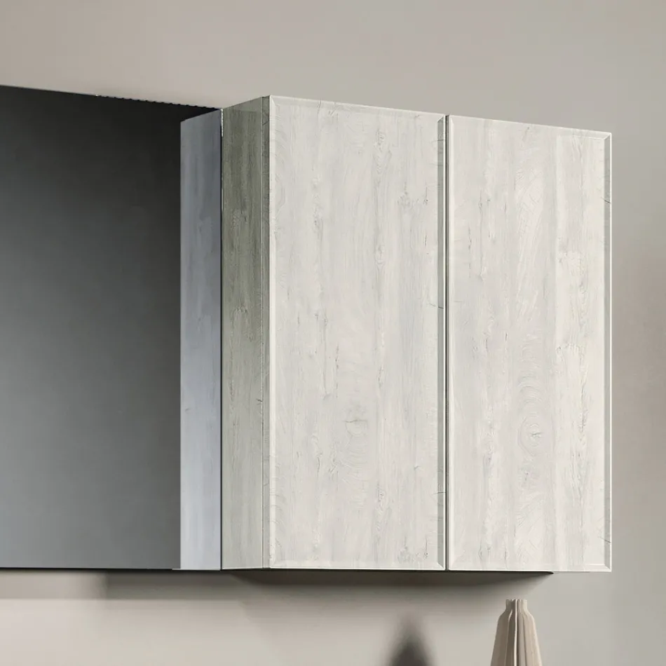 مجموعة حمام متكاملة مع أدراج، حوض، مرآة، وخزانة حائط - أوريون Viadurini