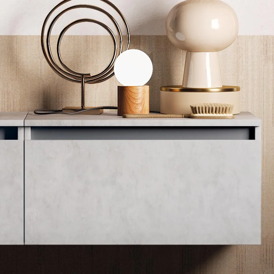 طقم حمام متكامل مع حوض غسيل، قاعدة معلقة، ومرآة، صنع في إيطاليا - دريم Viadurini