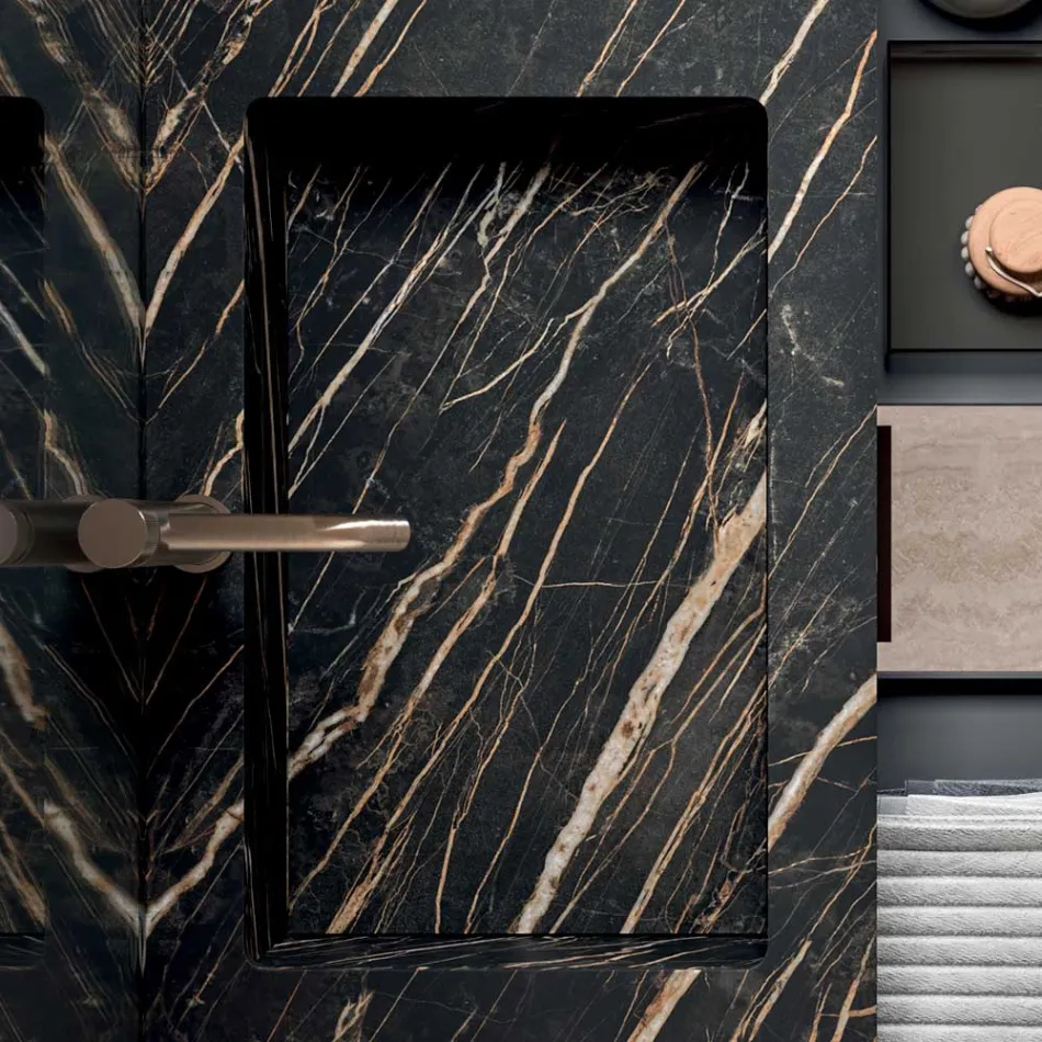 مجموعة حمام مع حوض غسيل من نوع نوار ديزير غريس - أوريون Viadurini