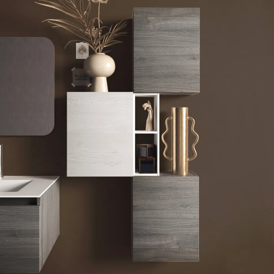 مجموعة حمام متكاملة مع حوض غسيل من الراتنج، صنع في إيطاليا، قاعدة مقاومة للخدش - دريم Viadurini