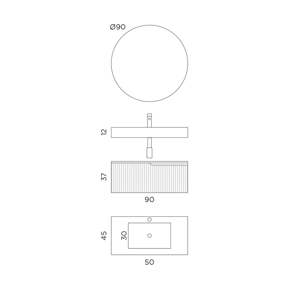 مجموعة حمام بسطح من مادة HPL كالاكاتا، صنع في إيطاليا - تالاسا Viadurini