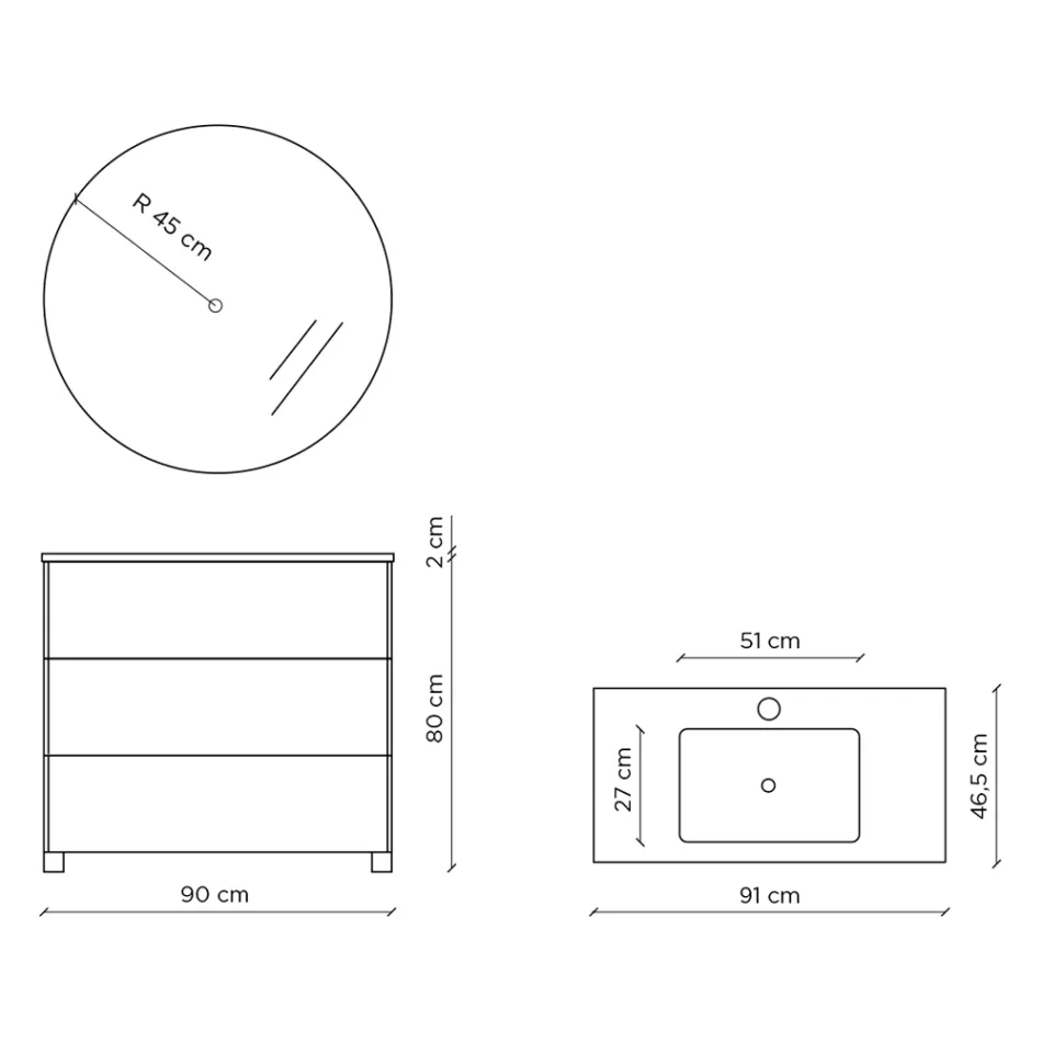 طقم حمام متكامل مع مرآة وقاعدة وحوض غسيل من الراتنج، صنع في إيطاليا - كيلو Viadurini