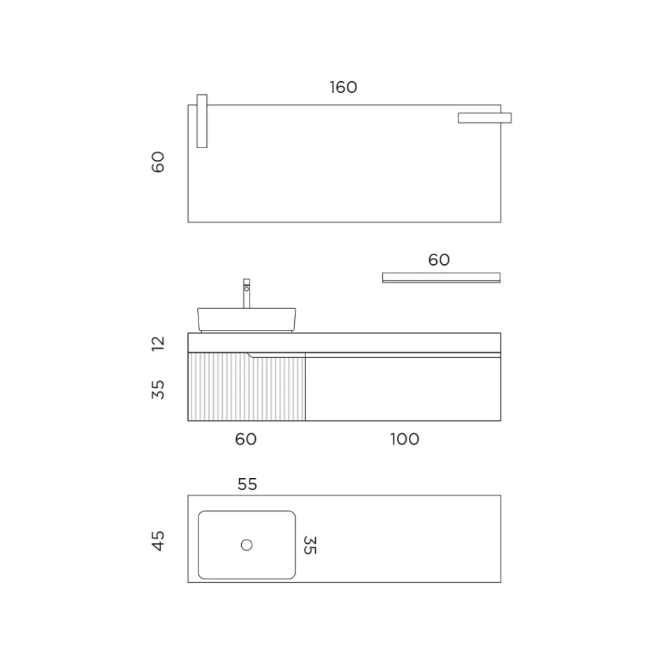 طقم حمام متكامل مع مرآة ورف، صنع في إيطاليا - إيريبو Viadurini