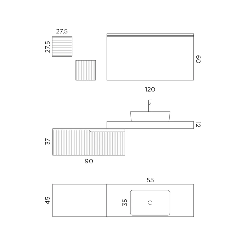 مجموعة حمام متكاملة مع مرآة ووحدات حائط معدنية، صنع في إيطاليا - إيفيستو Viadurini