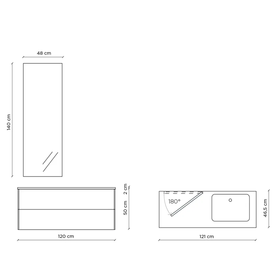 طقم حمام متكامل مع مرآة دوارة 180 درجة، قاعدة وحوض غسيل مصنوعان في إيطاليا - كيلوس Viadurini