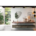 طقم حمام متكامل مع مرآة عصرية وحوض غسيل، صنع في إيطاليا - بالوم Viadurini