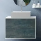 طقم حمام متكامل مع مرآة بيضاوية، قاعدة، وحوض غسيل، صنع في إيطاليا - كيلو Viadurini