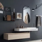 طقم حمام متكامل مع مرآة بيضاوية، حوض غسيل وقاعدة، صنع في إيطاليا - بالوم Viadurini