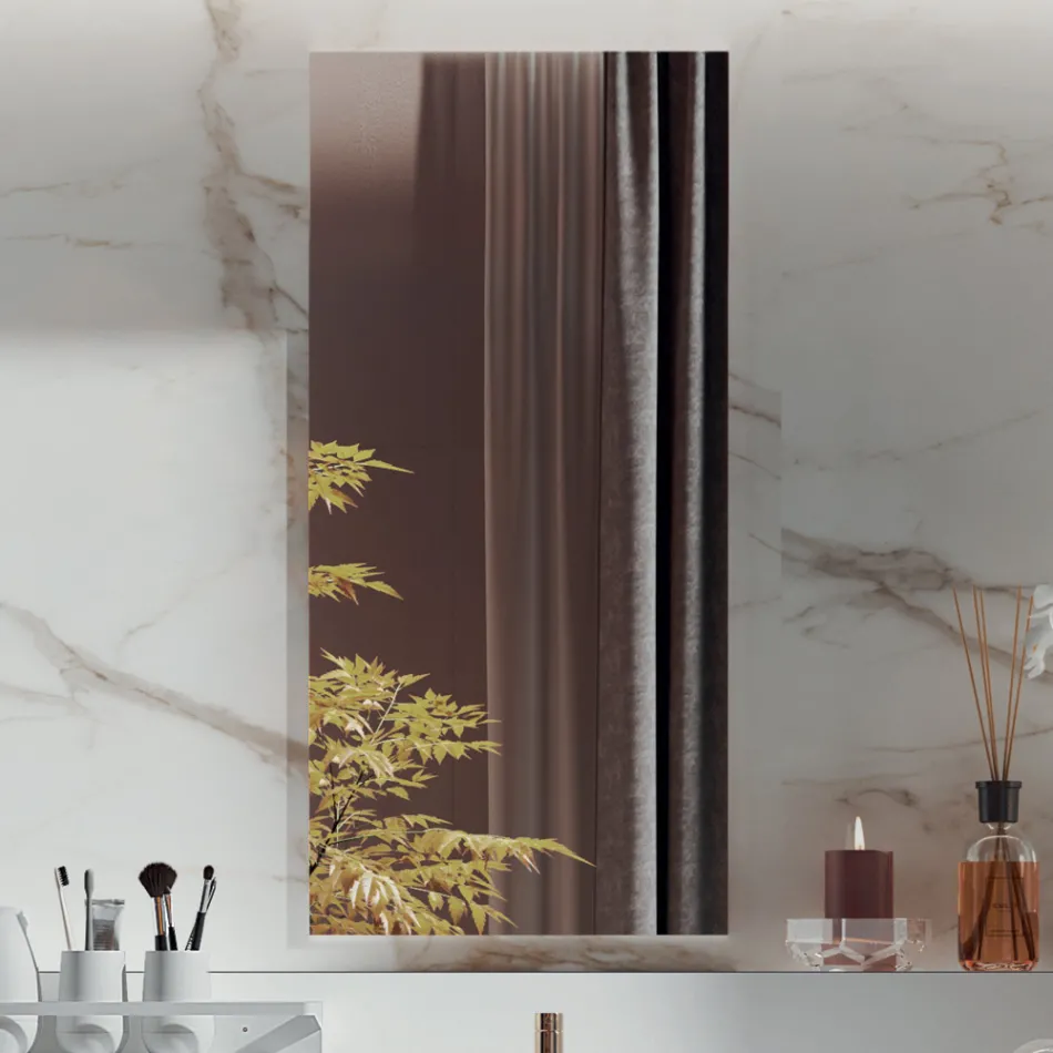 طقم حمام مزدوج مع مرآة مستطيلة وحوض غسيل، صنع في إيطاليا - بالوم Viadurini