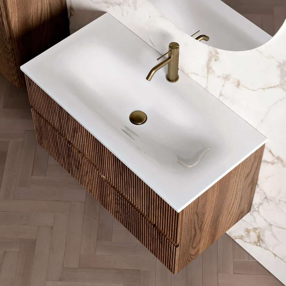 مجموعة حمام من خشب البلوط ريو كانيتاتو، صنع في إيطاليا - أفروديت Viadurini