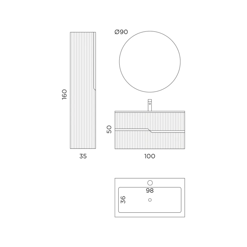 مجموعة حمام من خشب البلوط ريو كانيتاتو، صنع في إيطاليا - أفروديت Viadurini