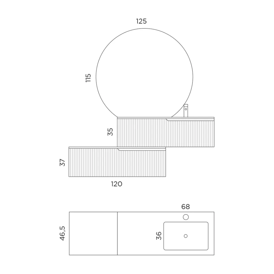 مجموعة حمام من خشب البلوط ريو والرمادي كانيتاتي، صنع في إيطاليا - كرونو Viadurini