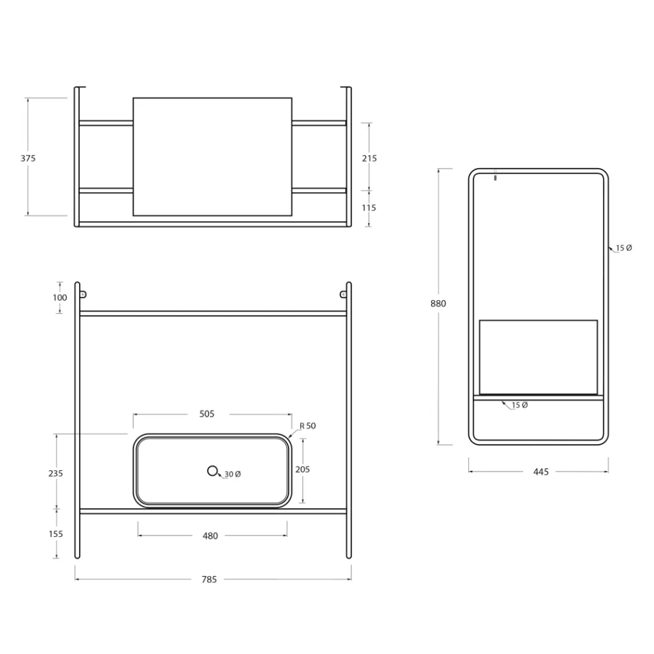 حوض غسيل حمام من السيراميك والمرايا صنع في إيطاليا - شانتال Viadurini