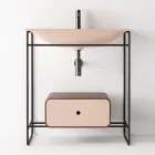 حوض غسيل حمام من السيراميك والمرايا مصنوع في إيطاليا - شانتال Viadurini