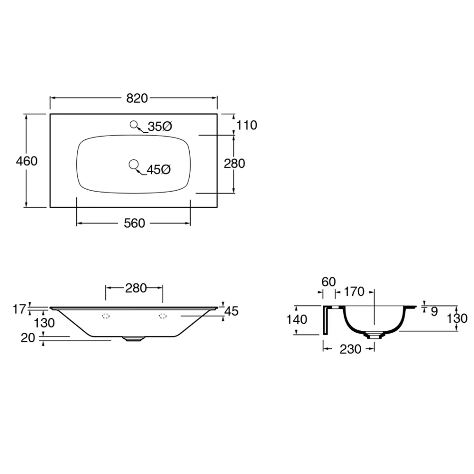 حوض غسيل حمام من السيراميك والمرايا مصنوع في إيطاليا - شانتال Viadurini