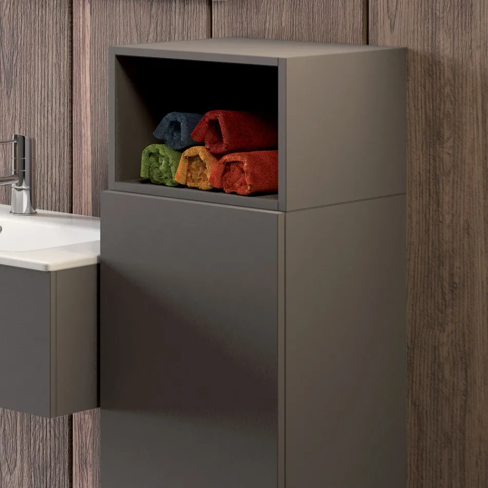 تركيبة حمام معلقة باللون الرمادي الدخاني من فينيكس، صنع في إيطاليا، نابولي Viadurini