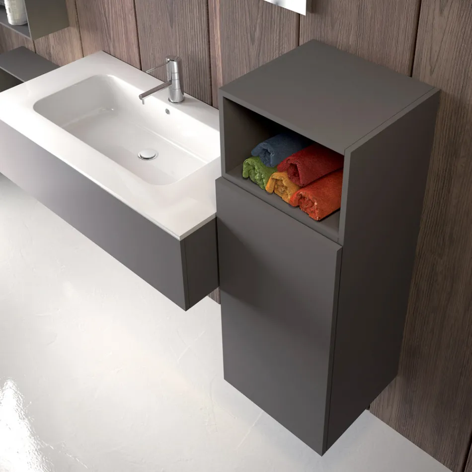 تركيبة حمام معلقة باللون الرمادي الدخاني من فينيكس، صنع في إيطاليا، نابولي Viadurini