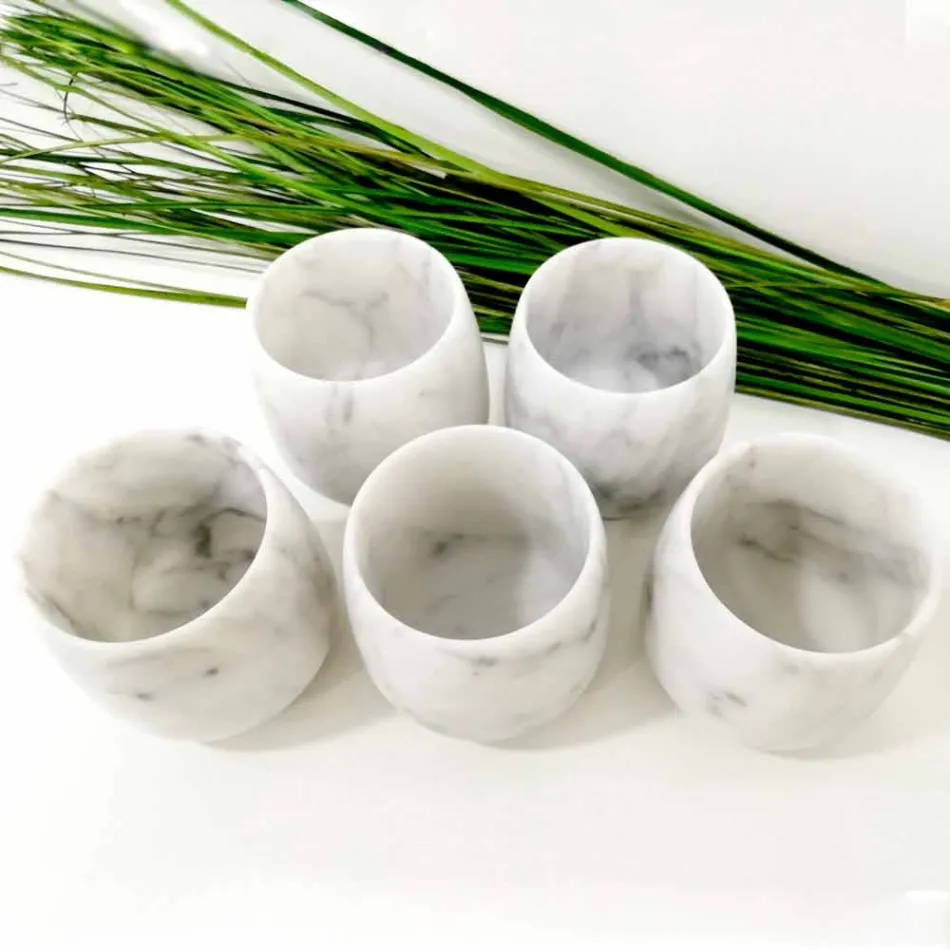 تركيبة من كأسين من رخام كارارا الأبيض صنع في إيطاليا - دولا Viadurini