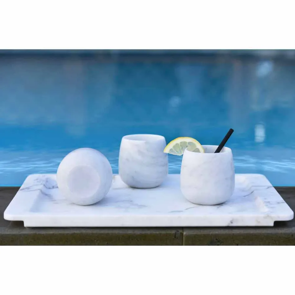 تركيبة من كأسين من رخام كارارا الأبيض صنع في إيطاليا - دولا Viadurini