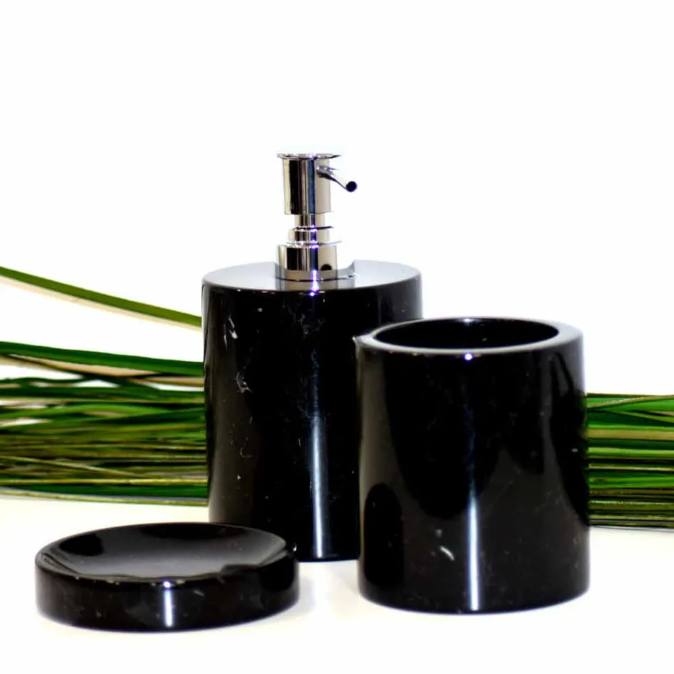 مجموعة من 3 إكسسوارات حمام من الرخام المصقول، صنع في إيطاليا - تريفيو Viadurini