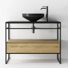 خزانة حمام مع حوض غسيل وقاعدة ومرآة، صنع في إيطاليا - هوسكار Viadurini