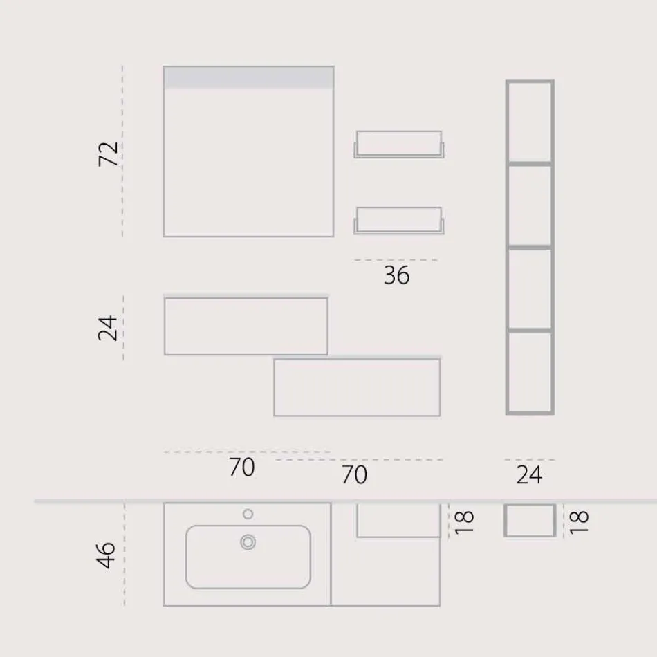 أثاث حمام خشبي مركب مصنوع في إيطاليا فورلي Viadurini