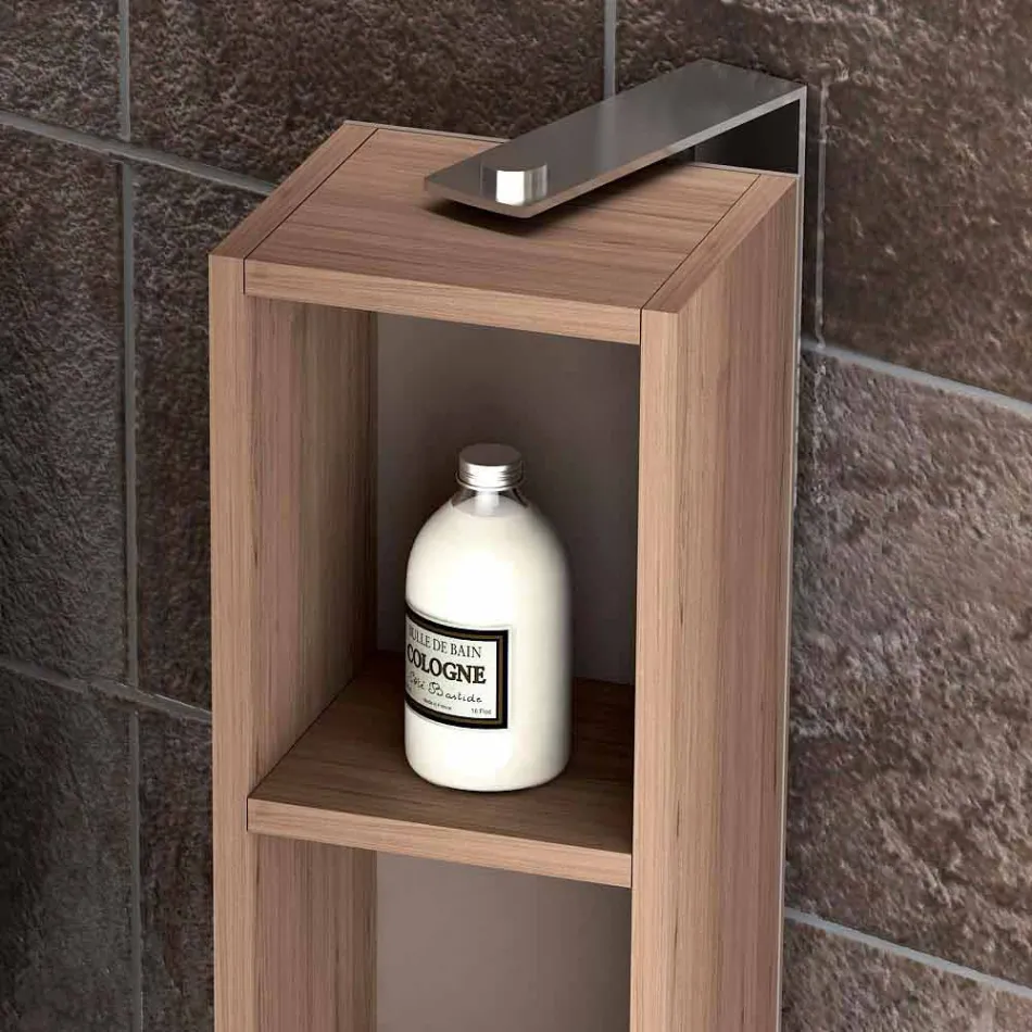 تركيبة أثاث الحمام المعلق بتصميم خشبي مصنوع في إيطاليا جنوة Viadurini