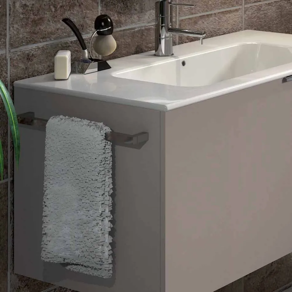 تركيبة أثاث الحمام المعلق بتصميم خشبي مصنوع في إيطاليا جنوة Viadurini