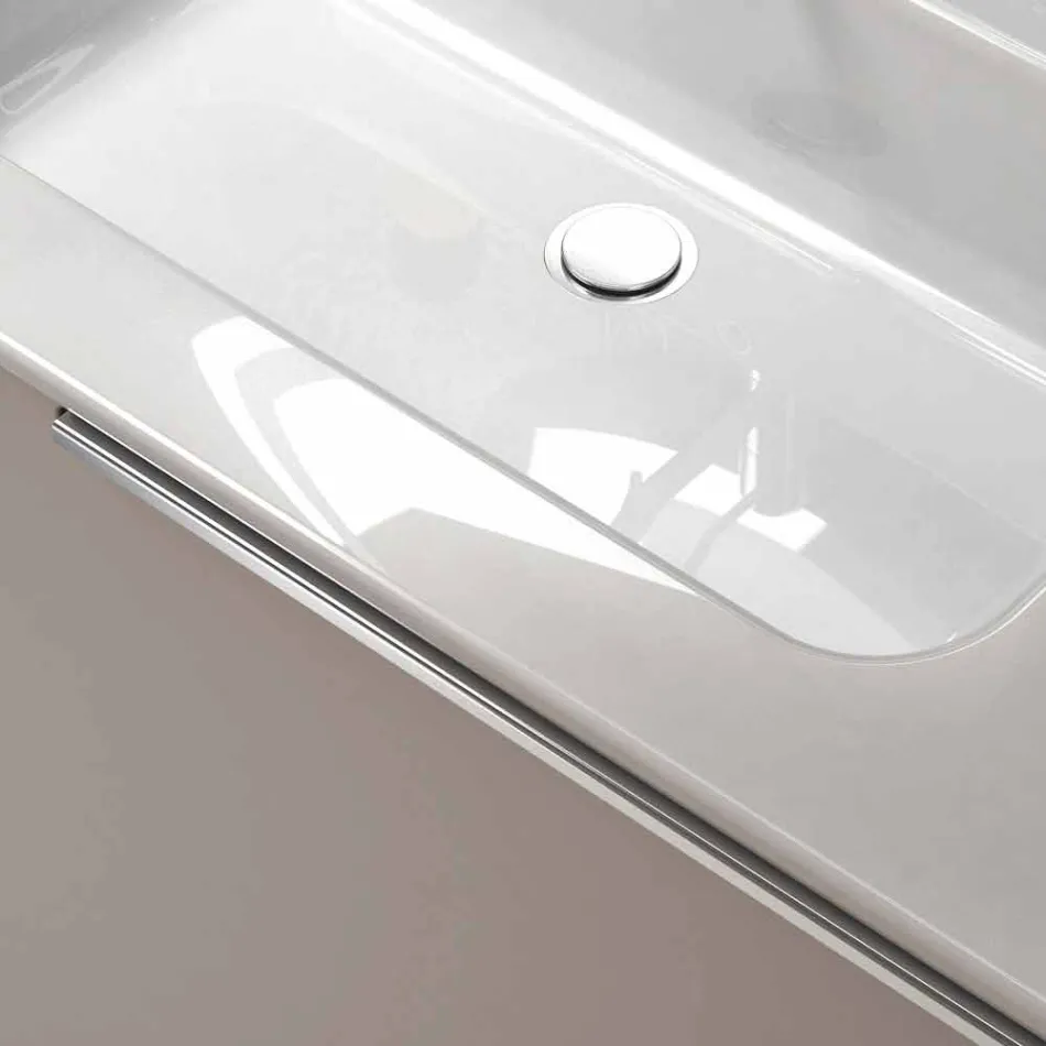 تركيبة أثاث الحمام المعلق بتصميم خشبي مصنوع في إيطاليا جنوة Viadurini